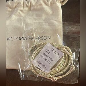 Victoria Emerson Light Green Beaded Wrap Bracelet with Cream Braids